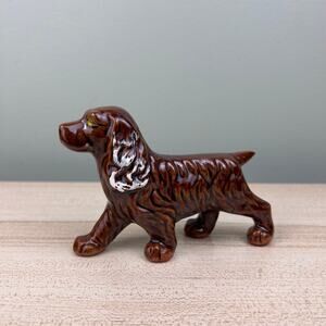 Vintage Ceramic Dog English Irish Setter Cocker Spaniel Brown Animal Figurine